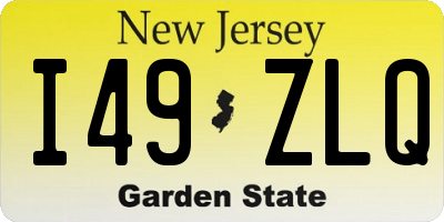 NJ license plate I49ZLQ