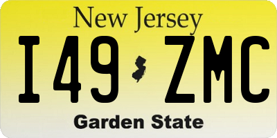 NJ license plate I49ZMC