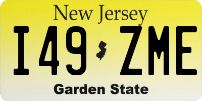 NJ license plate I49ZME
