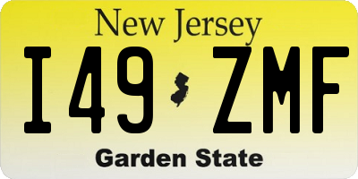 NJ license plate I49ZMF