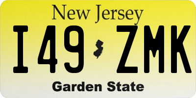 NJ license plate I49ZMK