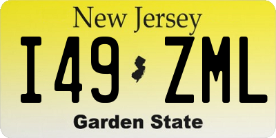 NJ license plate I49ZML