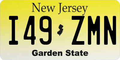 NJ license plate I49ZMN