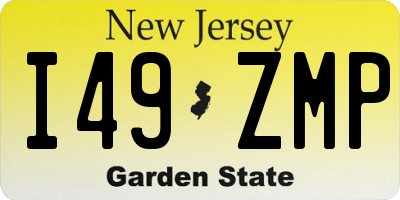 NJ license plate I49ZMP