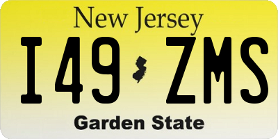 NJ license plate I49ZMS