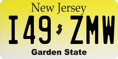 NJ license plate I49ZMW