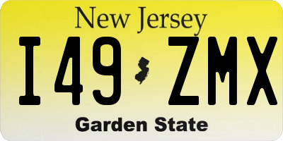 NJ license plate I49ZMX