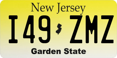 NJ license plate I49ZMZ