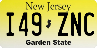 NJ license plate I49ZNC