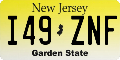 NJ license plate I49ZNF