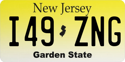 NJ license plate I49ZNG