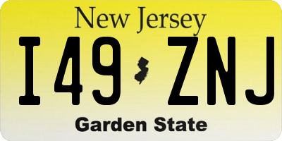 NJ license plate I49ZNJ