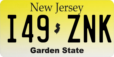 NJ license plate I49ZNK