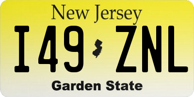 NJ license plate I49ZNL
