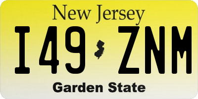 NJ license plate I49ZNM
