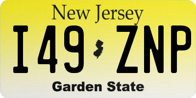 NJ license plate I49ZNP