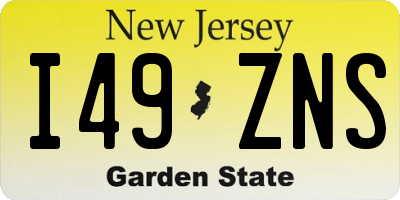 NJ license plate I49ZNS