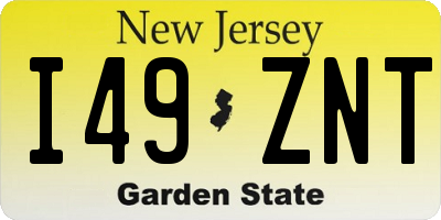 NJ license plate I49ZNT