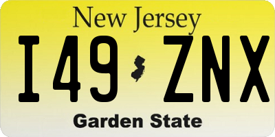 NJ license plate I49ZNX