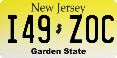 NJ license plate I49ZOC