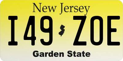 NJ license plate I49ZOE