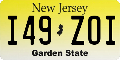 NJ license plate I49ZOI