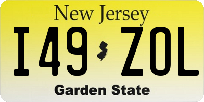 NJ license plate I49ZOL