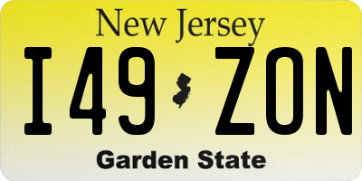 NJ license plate I49ZON