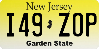 NJ license plate I49ZOP