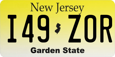 NJ license plate I49ZOR