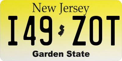 NJ license plate I49ZOT