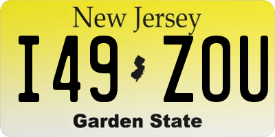 NJ license plate I49ZOU