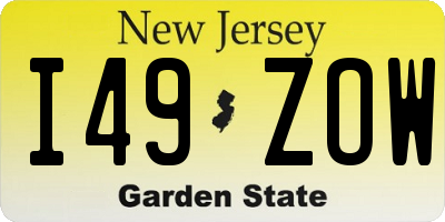 NJ license plate I49ZOW