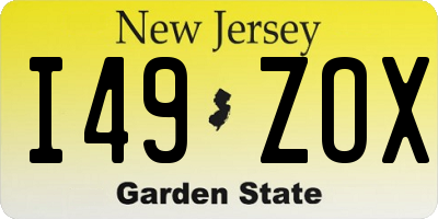 NJ license plate I49ZOX