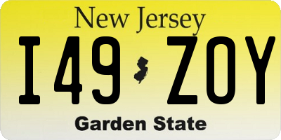 NJ license plate I49ZOY