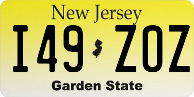 NJ license plate I49ZOZ