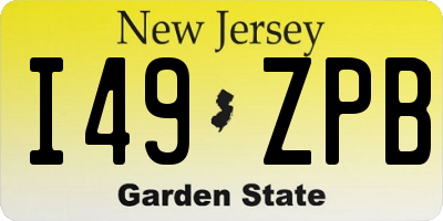 NJ license plate I49ZPB