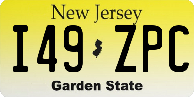 NJ license plate I49ZPC