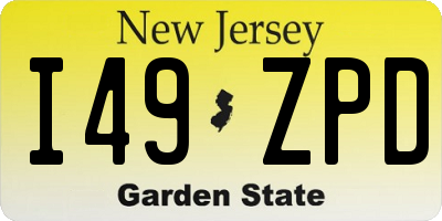 NJ license plate I49ZPD