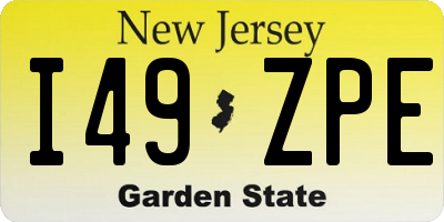 NJ license plate I49ZPE