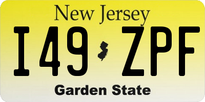 NJ license plate I49ZPF