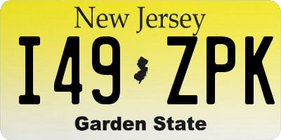 NJ license plate I49ZPK