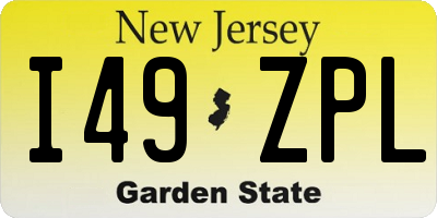 NJ license plate I49ZPL