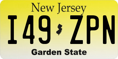 NJ license plate I49ZPN