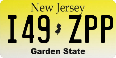NJ license plate I49ZPP