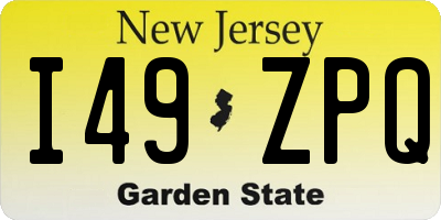NJ license plate I49ZPQ