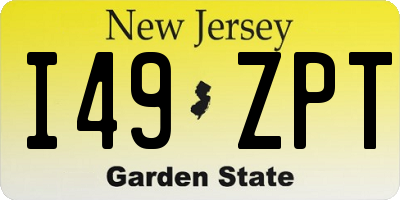 NJ license plate I49ZPT