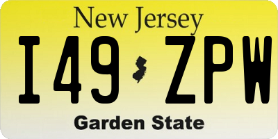 NJ license plate I49ZPW