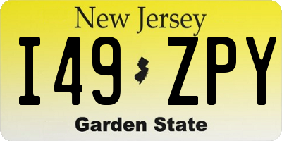 NJ license plate I49ZPY