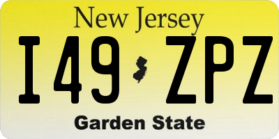 NJ license plate I49ZPZ